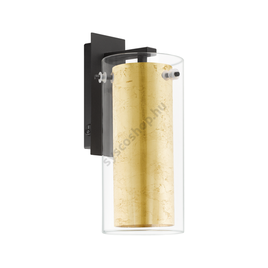 Fali lámpa E27-es max.1x40W fekete-áttetsző, arany 110mmX270mm - PINTO GOLD - Eglo - 97839