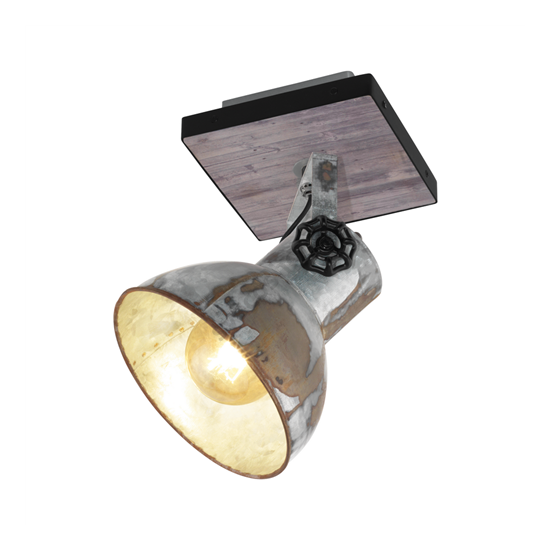 Fali lámpa E27-es max.1x40W barna-patina, fekete-used look zinc 160mmX160mm - BARNSTAPLE - Eglo - 49648