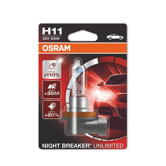 Autó / gépjármű izzó halogén 55W/12V PGJ19-2 - H11 +110% - Night Breaker Unlimited - Osram - 64211NBU-01B !